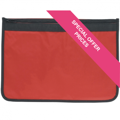 NYLON DOCUMENT WALLET in Red with Black Edging