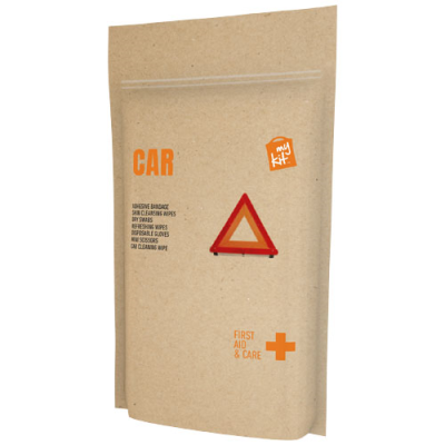MYKIT CAR FIRST AID KIT with Paper Pouch in Kraft Brown
