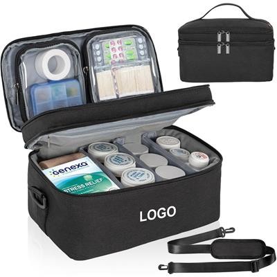 TWO LAYER MEDICINE STORAGE BAG with Two Portable Bags