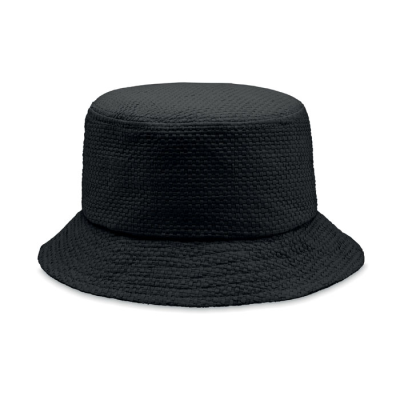 9APER STRAW BUCKET HAT in Black