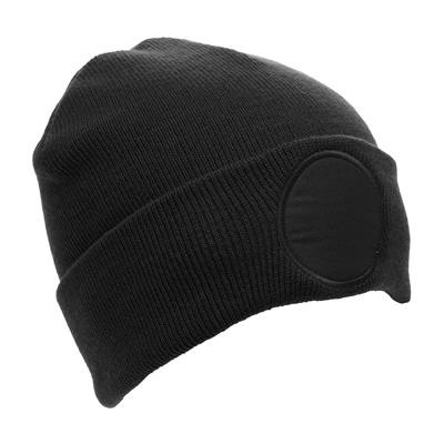 CIRCLE PATCH BEANIE In Black