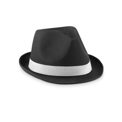 COLOUR POLYESTER HAT in Black