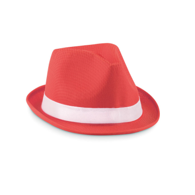 COLOUR POLYESTER HAT in Red