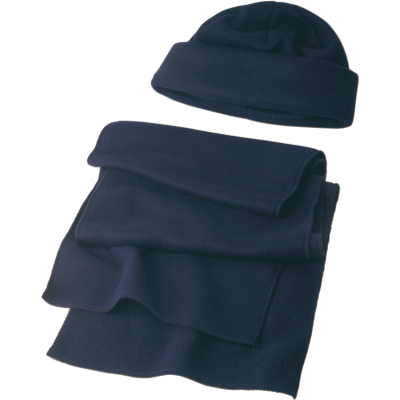 FLEECE BEANIE AND SCARF in Blue