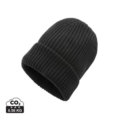 IMPACT AWARE™ POLYLANA® DOUBLE KNITTED BEANIE in Black