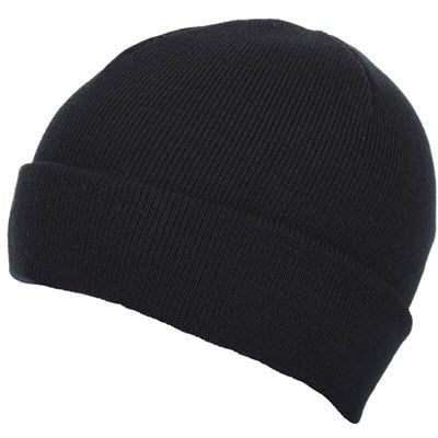 PREMIUM CIRCULAR KNIT 100% ACRYLIC BEANIE HAT in Black