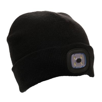 RECHARGEABLE LIGHT BEANIE In Black
