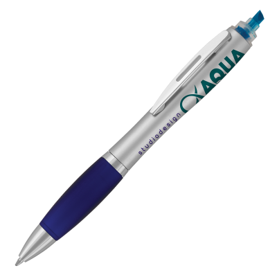 CONTOUR MAX HIGHLIGHTER BALL PEN - SILVER - BLUE