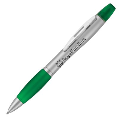 CONTOUR MAX HIGHLIGHTER BALL PEN - SILVER - GREEN