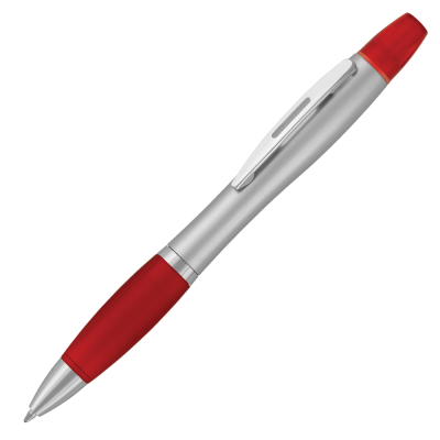 CONTOUR MAX HIGHLIGHTER BALL PEN - SILVER - RED