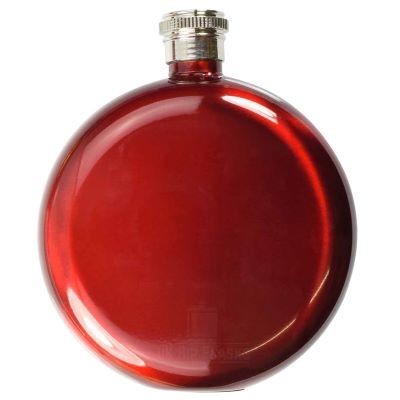 5OZ ROUND HIP FLASK in Red