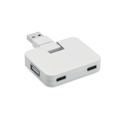 4 PORT USB HUB in White