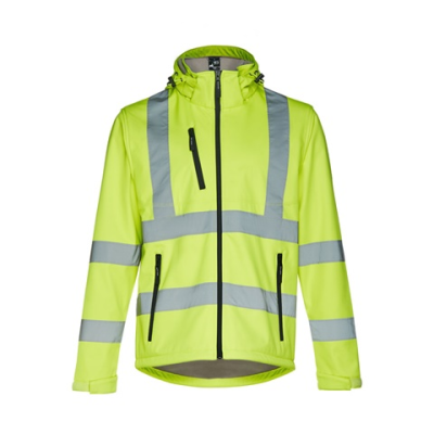 THC ZAGREB WORK HIGH-VISIBILITY SOFTSHELL JACKET (UNISEX, CLASS 111) - M in Hexachrome Yellow