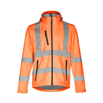 THC ZAGREB WORK HIGH-VISIBILITY SOFTSHELL JACKET (UNISEX, CLASS 111) - S in Hexachrome Orange