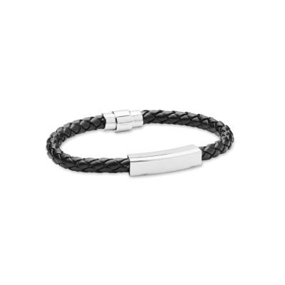 BRAIDED FAUX LEATHER BRACELET in Black