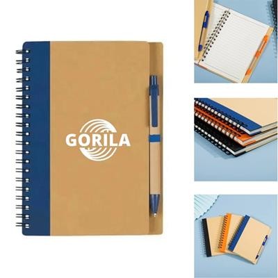 A5 KRAFT PAPER COVER SPIRAL NOTE BOOK with Pen