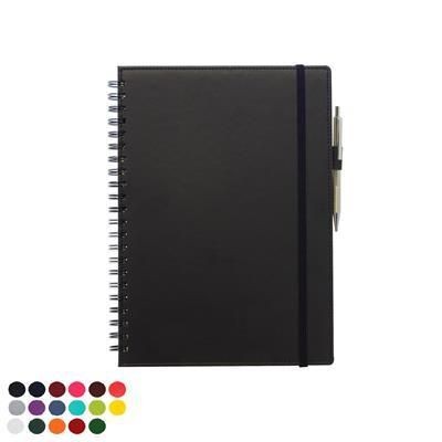 DELUXE A4 WIRO NOTE BOOK with Soft Touch Leather Look Cover to Both Sides