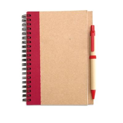 B6 RECYCLED NOTE BOOK with Pen in Red