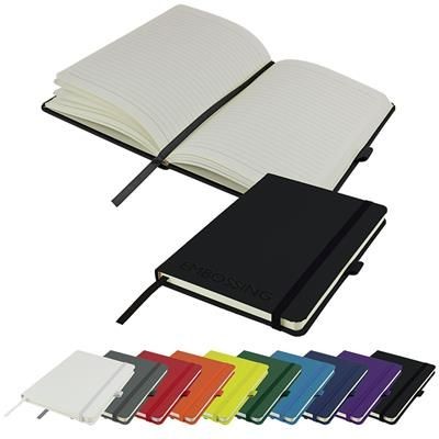 DEBOSSED DIMES A5 SOFT FEEL PU NOTE BOOK in Black