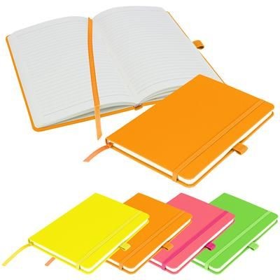 DEBOSSED NOTES LONDON - NEON FLUORESCENT A5 PREMIUM NOTE BOOK in Neon Fluorescent Orange