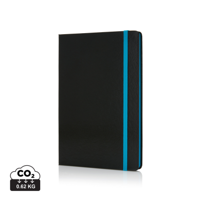 DELUXE HARDCOVER A5 NOTE BOOK with Colour Side in Blue, Black