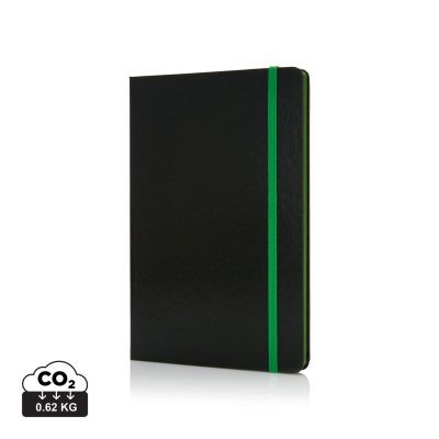 DELUXE HARDCOVER A5 NOTE BOOK with Colour Side in Green, Black