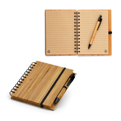 DICKENS A5 B6 SPIRAL NOTE BOOK in Bamboo with Recycled Paper