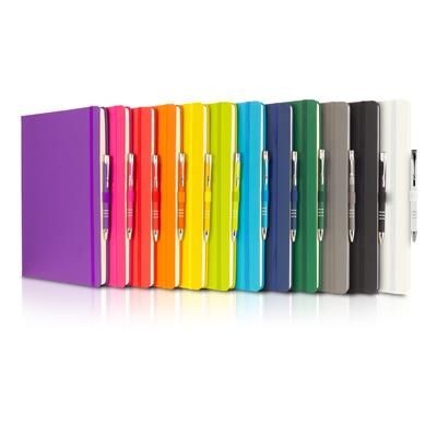 FULL COLOUR PRINTED DUNN A4 PU SOFT FEEL LINED NOTE BOOK 196 PAGES in Black