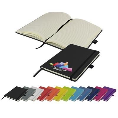 FULL COLOUR PRINTED WATSON A5 BUDGET LINED SOFT TOUCH PU NOTE BOOK 160 PAGES in Black