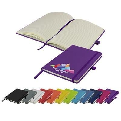 FULL COLOUR PRINTED WATSON A5 BUDGET LINED SOFT TOUCH PU NOTE BOOK 160 PAGES in Purple