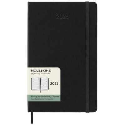 MOLESKINE HORIZONTAL HARD COVER 12 MONTH L WEEKLY PLANNER in Solid Black