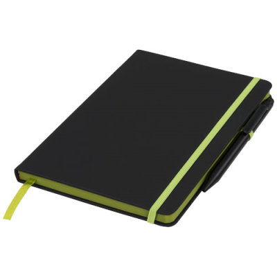 NOIR EDGE MEDIUM NOTE BOOK in Solid Black & Lime