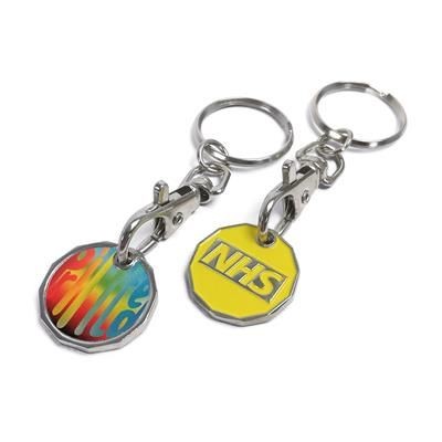 £1 SIZE TROLLEY COIN KEYRING