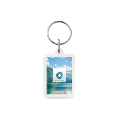 ACRYLIC INSERT KEYRING - Y1 - 47MM x 30MM in Clear Transparent 