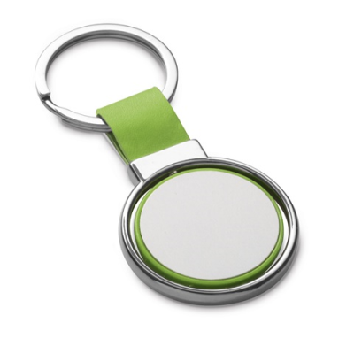 ALBRIGHT METAL AND PU KEYRING in Pale Green