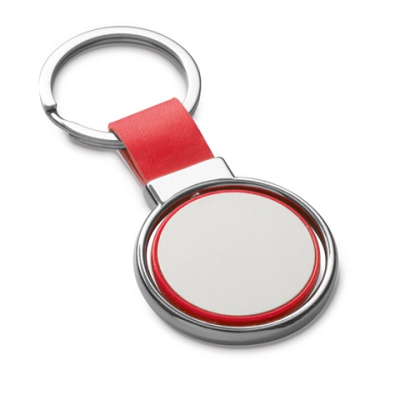 ALBRIGHT METAL AND PU KEYRING in Red