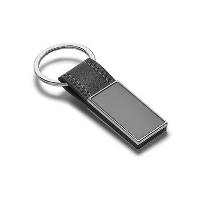 BALE METAL AND PU KEYRING in Grey