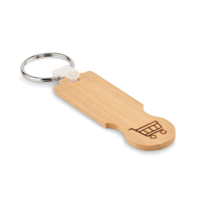 BAMBOO EURO TOKEN KEYRING in Brown