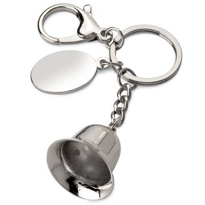 BELL KEYRING in Silver Chrome Metal with Tag