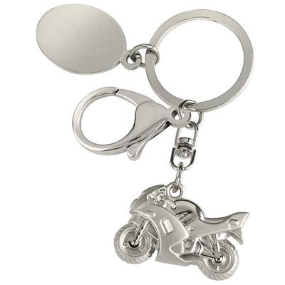 BIKES SILVER METAL KEYRING with Motorbike