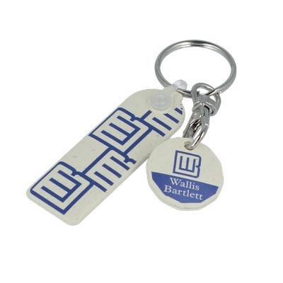 BIODEGRADABLE RHIPS B TROLLEY MATE RECTANGLE COIN KEYRING