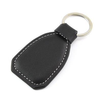 BLACK LEATHER KEYRING FOB