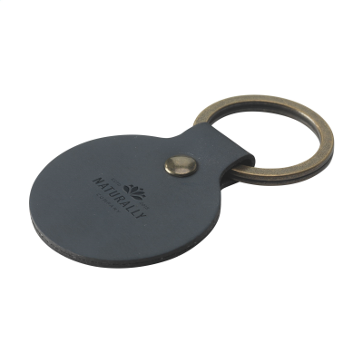 BONDED LEATHER KEYRING ROUND in Dark Blue