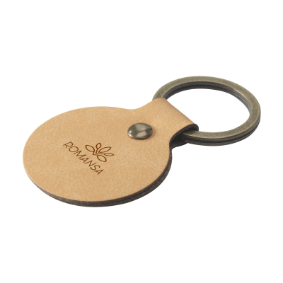 BONDED LEATHER KEYRING ROUND in Taupé