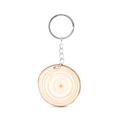 BUDAN NATURAL WOOD CUT KEYRING with Metal Ring