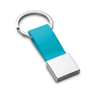 BUMPER METAL AND PU KEYRING in Light Blue