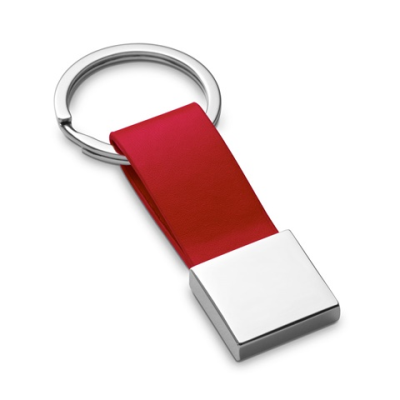 BUMPER METAL AND PU KEYRING in Red