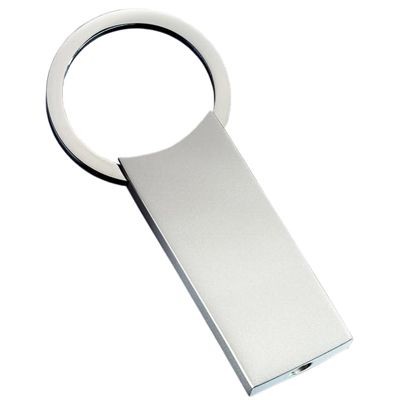 CLASSIC LARGE RECTANGULAR MATT SILVER METAL KEYRING with Round Ring