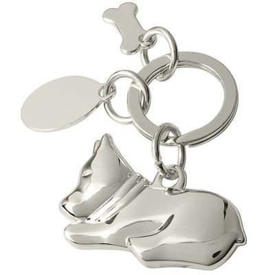 DOG METAL KEYRING in Silver