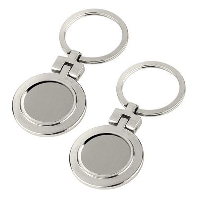 DOUBLE GROOVE ROUND SILVER METAL KEYRING